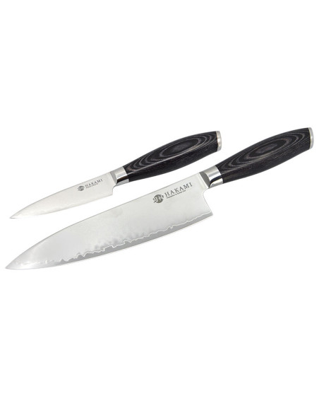 Hakami Ajisai San Mai 2-delers knivsett: Skrellekniv + kokkekniv
