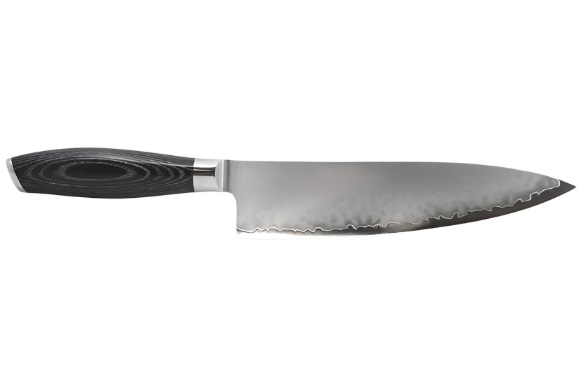 Hakami Ajisai kokkekniv, 20 cm, San Mai-klinge, sort og gråt pakkawood-skaft