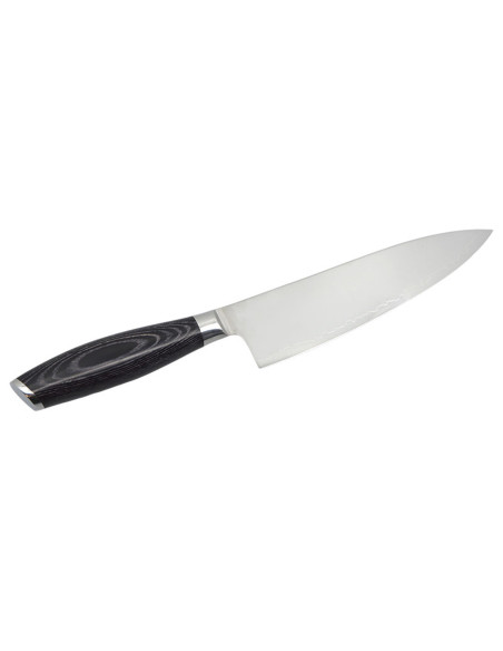 Hakami Ajisai Kochmesser, 20 cm, San-Mai-Klinge, Griff aus schwarzem und grauem Pakkaholz