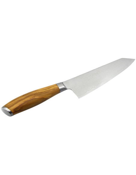 Hakami Tsubaki -bunka -veitsi, 20 cm, damaskusterä, oliivipuukahva