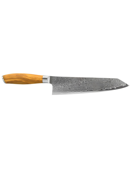 Bunka -kniv 20 cm Hakami Tsubaki, damaskblad och handtag i olivträd