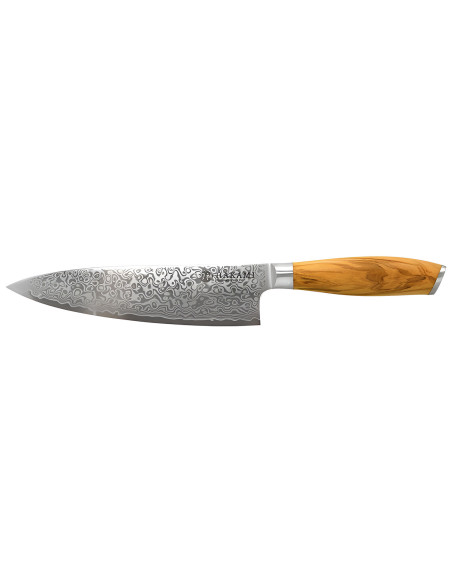 Hakami Tsubaki kokkekniv, 20 cm, damaskusblad og oliventrehåndtak
