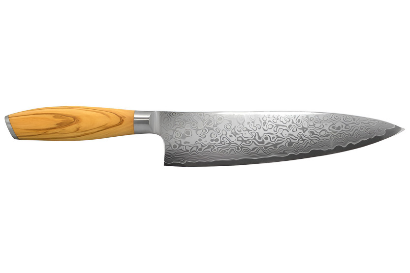 Hakami Tsubaki 20 cm Chef's Knife with Damascus blade and olive wood handle