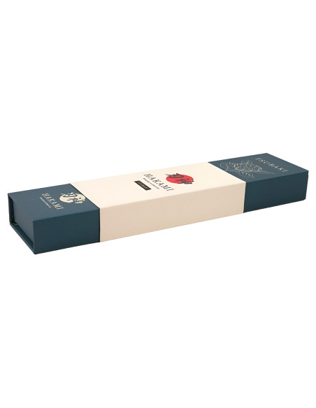 Faca universal Hakami Tsubaki de 12 cm, lâmina de damasco e cabo em madeira de oliveira