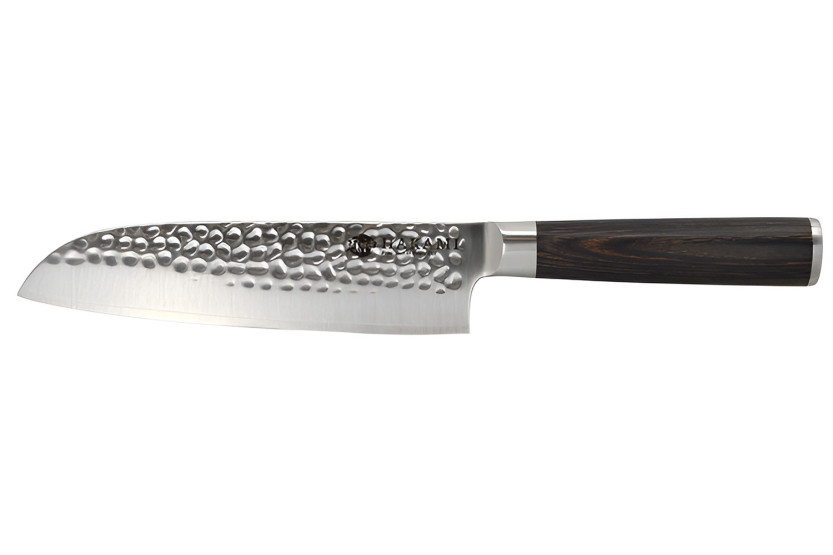 Hakami Sakura -santoku-veitsi, 18 cm, vasaroitu terä ja ruskea pakkawood-kahva
