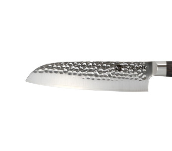 Hakami Sakura -santoku-veitsi, 18 cm, vasaroitu terä ja ruskea pakkawood-kahva 2