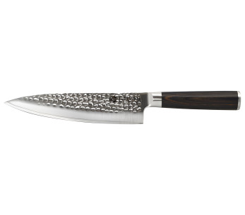 Hakami Sakura Kochmesser, 20 cm, gehämmerte Klinge und brauner Pakkaholzgriff