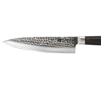 Coltello da chef Hakami Sakura da 20 cm con lama martellata e manico in pakkawood marrone 2