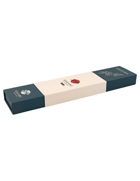 Hakami Sakura -kokkiveitsi, 20 cm, vasaralla muotoiltu terä ja ruskea pakkawood-kahva