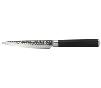 Faca universal Hakami Sakura de 12 cm, com lâmina martelada e cabo em pakkawood castanho