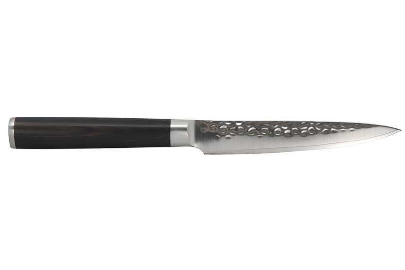 Hakami Sakura universal kniv, 12 cm, med hamret klinge og håndtag af brunt pakkawood