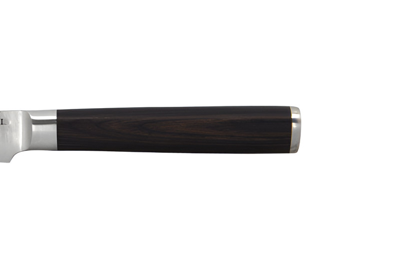 Hakami Sakura kjøkkenkniv, 9 cm, med hamret blad og brunt pakkawood-skaft