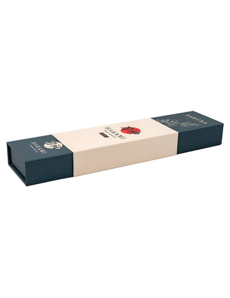 Cuchillo de cocina Hakami Sakura de 9 cm, con hoja martillada y mango de pakkawood marrón