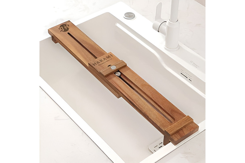 Supporto per lavello per pietra da affilatura Hakami in legno di acacia