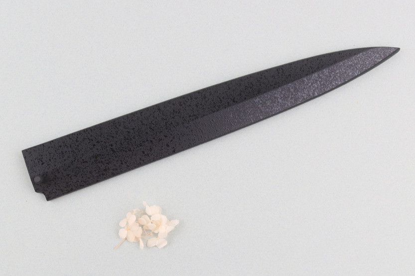 33 cm Sakai Takayuki BS2 Fuguhiki Knife, Mirror-Polished Honyaki Blade in Ebony and Black Magnolia Saya