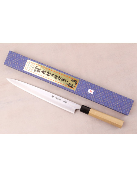 Cuchillo yanagiba japonés artesanal de Sakai Takayuki Honkasumi, de 27 cm, para zurdos