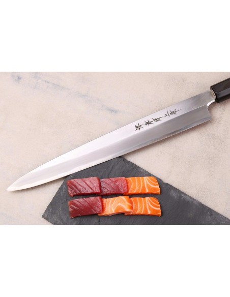 Cuchillo yanagiba japonés artesanal de Sakai Takayuki Honkasumi, de 27 cm, para zurdos