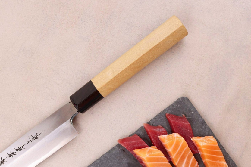 Handgemaakt Japans yanagiba-mes van 27 cm, Sakai Takayuki Honkasumi, voor linkshandigen