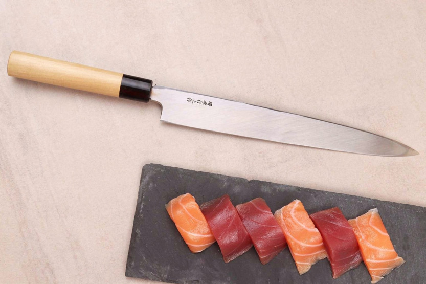 Handgefertigtes japanisches Yanagiba-Messer (27 cm) von Sakai Takayuki Honkasumi für Linkshänder