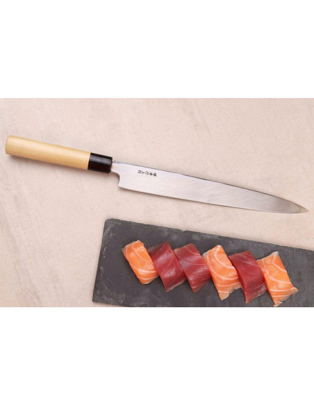 Handgemaakt Japans yanagiba-mes van 27 cm van Sakai Takayuki Honkasumi, voor linkshandigen