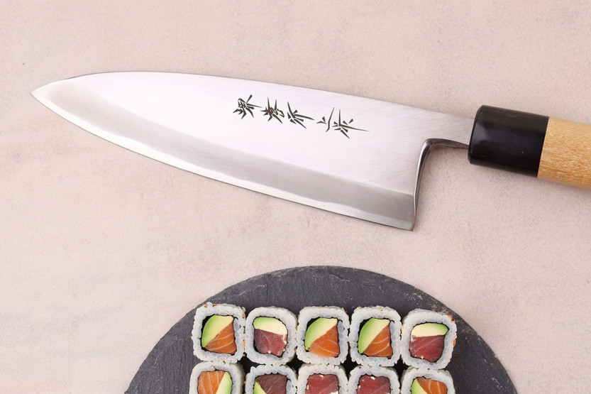 Cuchillo deba japonés artesanal de Sakai Takayuki Honkasumi, de 18 cm, para zurdos