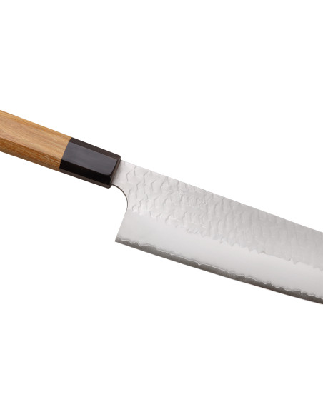 17 cm Japanese Handcrafted Nakiri Kiritsuke Knife by Nigara Hamono, Migaki Tsuchime, SG2, Teak