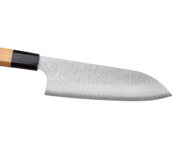 17 cm:n japanilainen käsintehty santoku-veitsi, Nigara Hamono Migaki Tsuchime SG2, tiikki 2