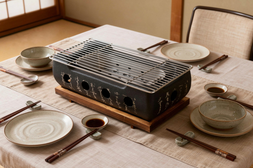 Wusaki bordgrill i japansk stil, 34 x 17 cm, til trækul