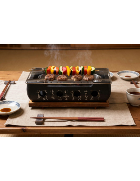 Wusaki Japanese-Style Tabletop Charcoal Grill, 34x17cm
