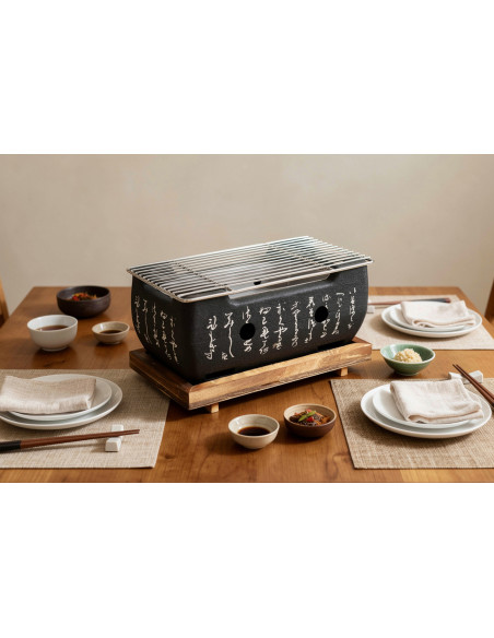 Churrasqueira de mesa Wusaki ao estilo japonês, 24 x 12,5 cm, a carvão vegetal