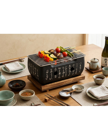 Churrasqueira de mesa Wusaki ao estilo japonês, 24 x 12,5 cm, a carvão vegetal