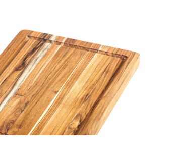 TeakHaus Scandi-Schneidebrett aus Teakholz mit Rinne, 36 x 26 x 2,5 cm 2