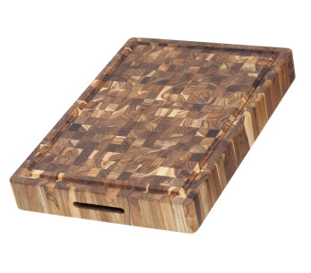 Tabla de cortar de cocina TeakHaus de teca con canaleta, 52 x 36 x 6,4 cm