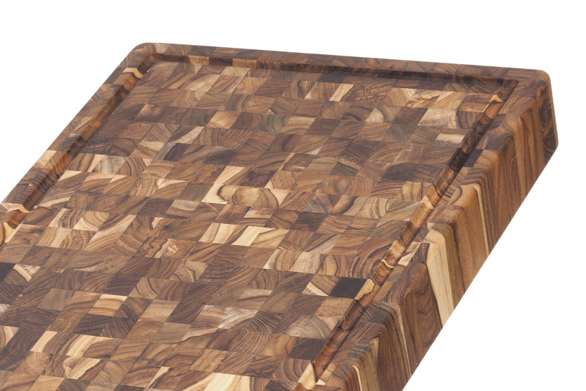 Tábua de cortar de cozinha em teca TeakHaus com ranhura, 52 x 36 x 6,4 cm