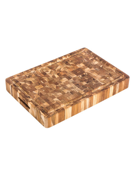 Tagliere da cucina TeakHaus in teak con scanalatura 52x36x6,4 cm