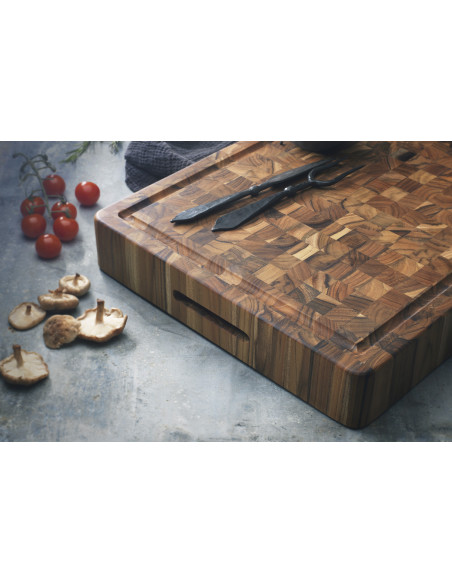 TeakHaus Teak Kitchen Cutting Board with Drip Tray, 52x36x6.4 cm
