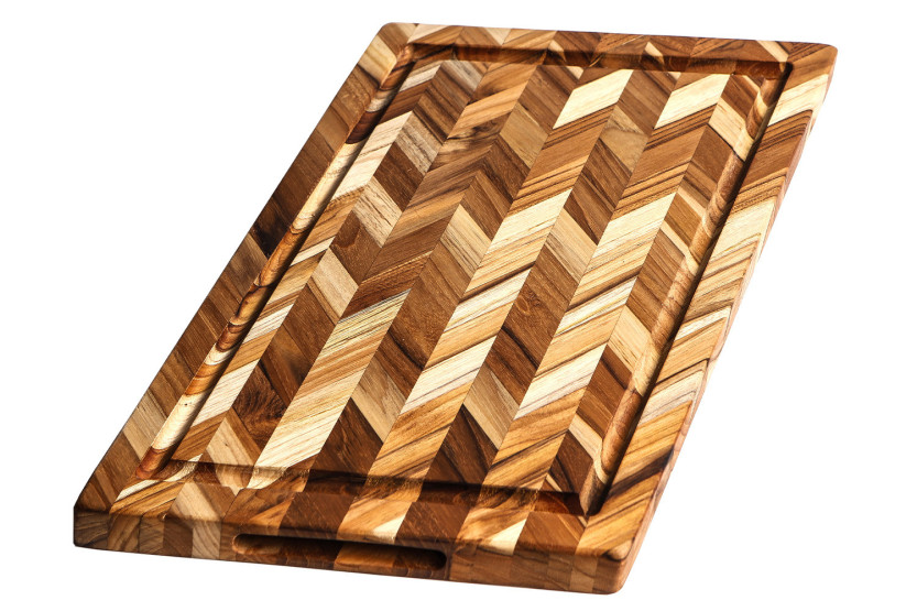 Tabla de cortar TeakHaus Herring de teca con canaleta, 46 x 36 x 2,5 cm