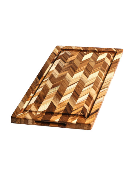TeakHaus Herring Schneidebrett aus Teakholz mit Rinne, 46 x 36 x 2,5 cm