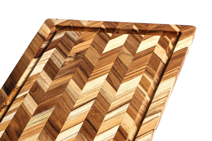 TeakHaus Herring Teak Cutting Board with Drainage Groove, 46x36x2.5 cm