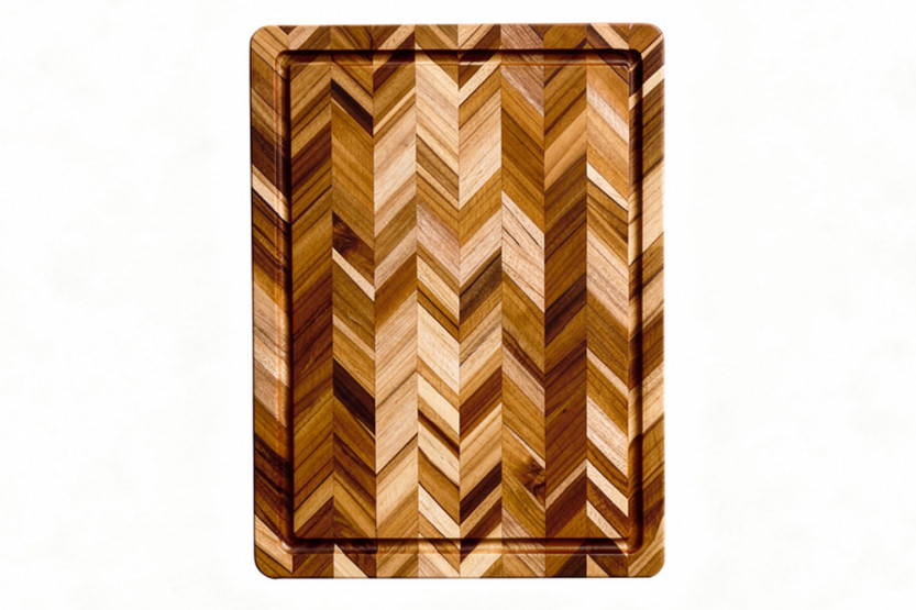 TeakHaus Herring Teak Cutting Board with Drainage Channel, 46x36x2.5 cm