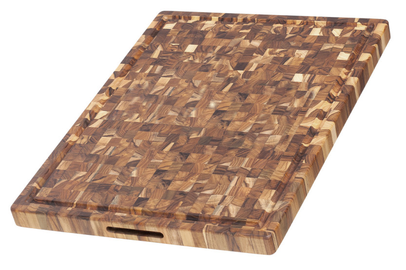 Tabla de cortar de teca TeakHaus con ranura de drenaje, 61 x 45 x 3,8 cm
