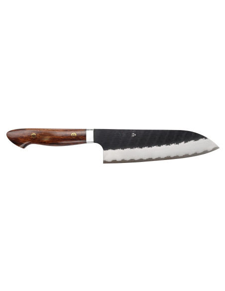 17 cm:n japanilainen käsintehty Nigara Hamono Black Tsuchime SG2 -santoku-veitsi, r aut apuukahva