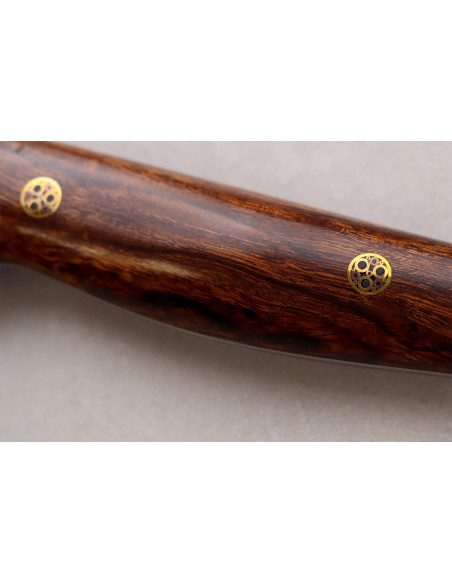 17 cm Handcrafted Japanese Nigara Hamono Black Tsuchime SG2 Santoku Knife with Ironwood Handle