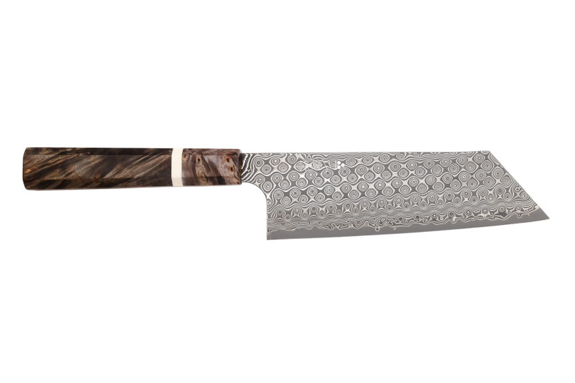 Handgemaakt Japans nakiri-kiritsuke-mes van 17 cm, Nigara Hamono Anmon Damascus SG2