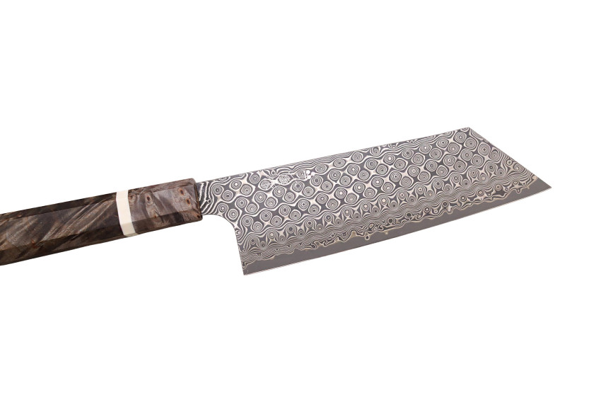 Faca nakiri kiritsuke japonesa artesanal de 17 cm, Nigara Hamono Anmon Damascus SG2