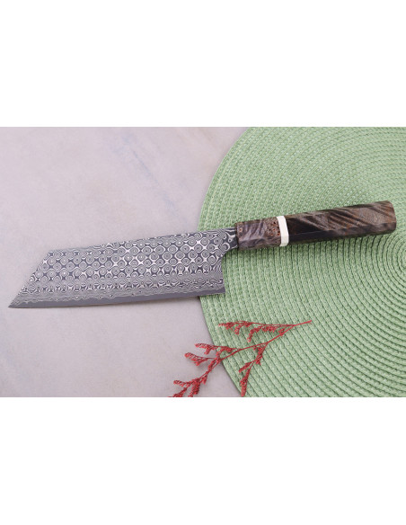 Nigara Hamono Anmon Damascus SG2:n käsintehty japanilainen 17 cm:n nakiri kiritsuke -veitsi
