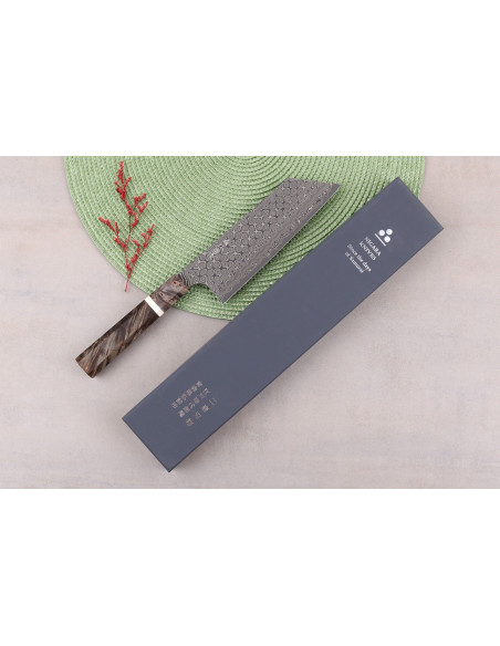 17 cm Handcrafted Japanese Nakiri Kiritsuke Knife by Nigara Hamono Anmon Damascus SG2