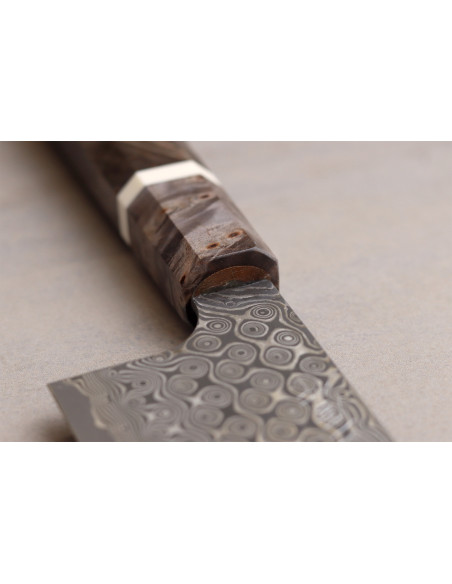 Faca nakiri kiritsuke japonesa artesanal de 17 cm, Nigara Hamono Anmon Damascus SG2