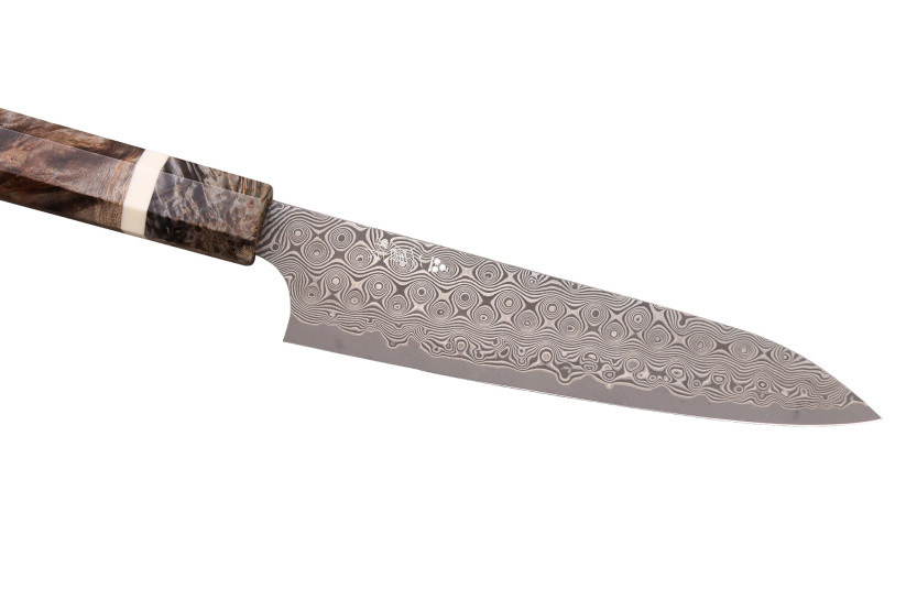 Faca universal japonesa artesanal de 14 cm da Nigara Hamono Anmon Damascus SG2