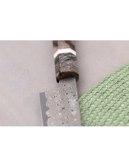 Faca universal japonesa artesanal de 14 cm, Nigara Hamono Anmon Damascus SG2